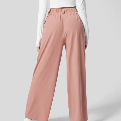 Halara High Waisted Plicated Side Pocket Wide Leg Waffle Casual Pants